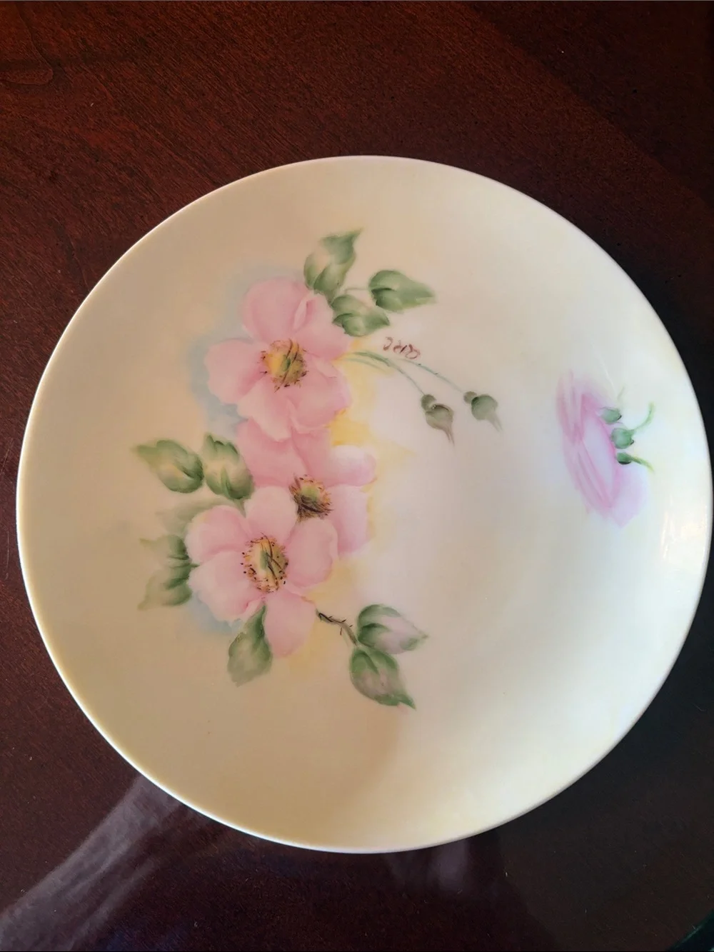 Vintage Hand-Painted Pink Floral 7 3/4”Porcelain Dessert Plates - Set of 4